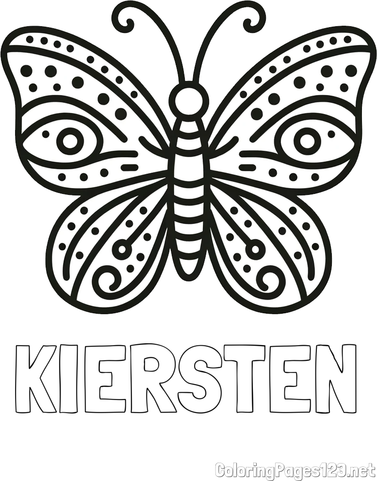 KIERSTEN Coloring Page and Butterfly Coloring Page (Simple)
