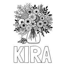 Online Created Coloring Page - KIRA Coloring Page and Flower Bouquet Coloring Page