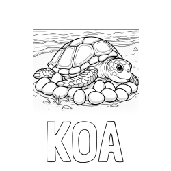 Online Created Coloring Page - KOA Coloring Page and Coloring Page of a Realistic Sea Turtle Laying Eggs