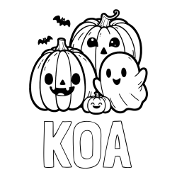 Online Created Coloring Page - KOA Coloring Page and Halloween Pumpkin and Ghost Coloring Page