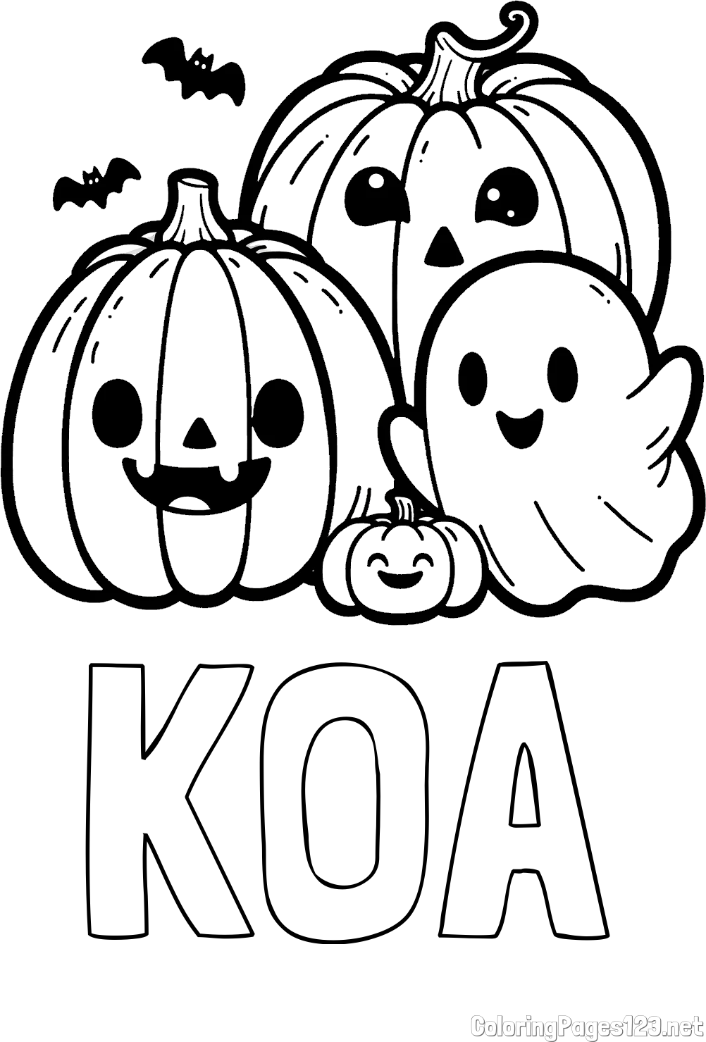 KOA Coloring Page and Halloween Pumpkin and Ghost Coloring Page
