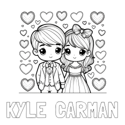 Online Created Coloring Page - KYLE  CARMAN Coloring Page and Coloring Page of a Couple Surrounded by Hearts