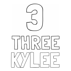 Online Created Coloring Page - KYLEE Coloring Page and Coloring of the Number Three (3) with the Written Name