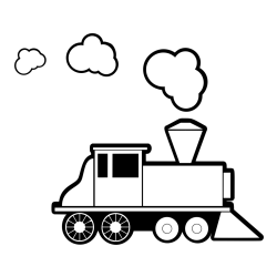 Large Steam Locomotive Coloring Page for Kids