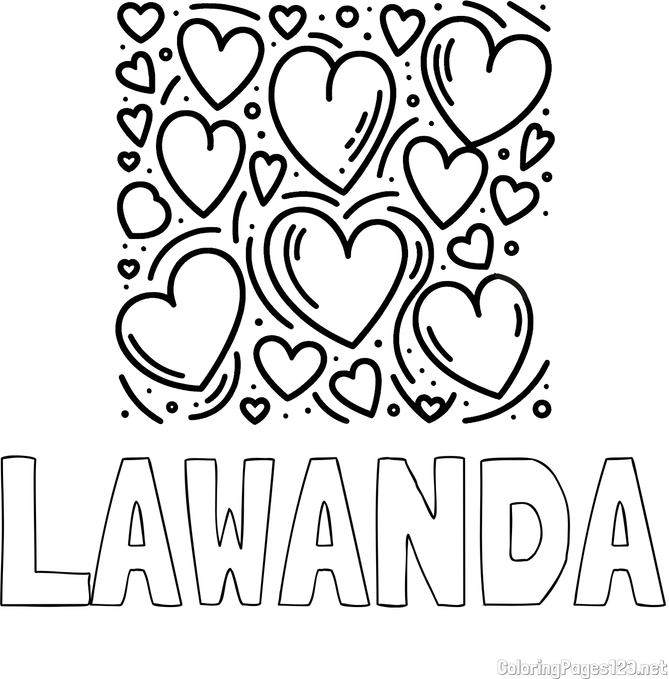LAWANDA Coloring Page and Free Printable Coloring Page of Hearts