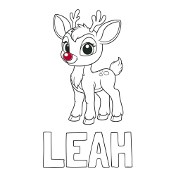 Online Created Coloring Page - LEAH Coloring Page alongside Coloring Page of a Cute Deer (Rudolph)