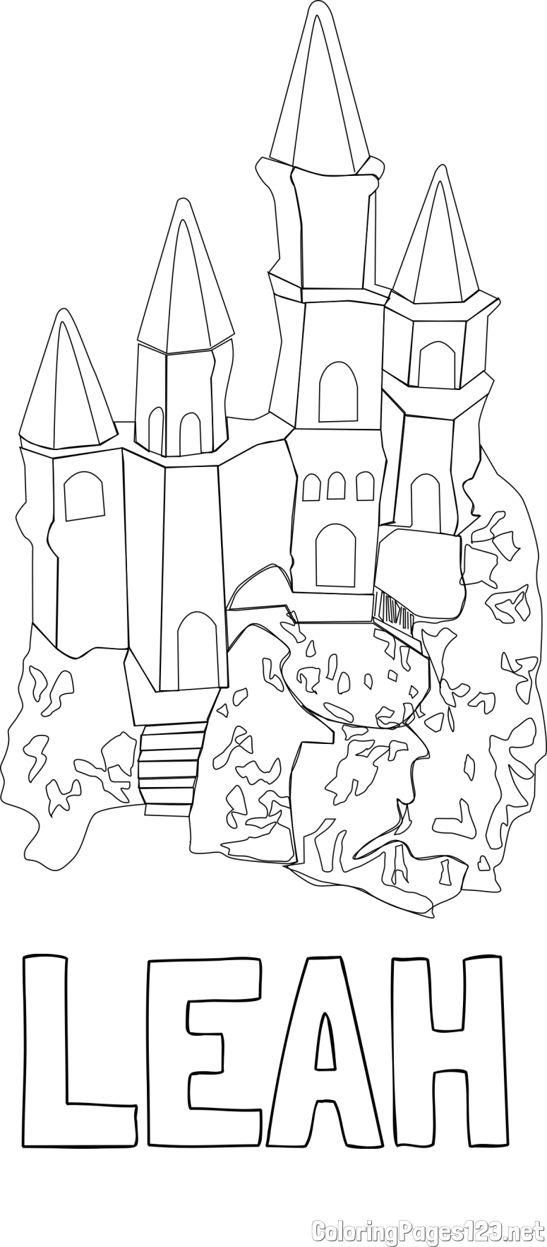 LEAH Coloring Page and Abstract Castle Coloring Page - Simple Yet Detailed
