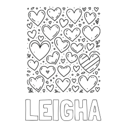 Online Created Coloring Page - LEIGHA Coloring Page and Children's Coloring Page of Many Hearts