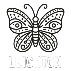 Online Created Coloring Page - LEIGHTON Coloring Page and Butterfly Coloring Page (Simple)