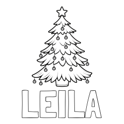 Online Created Coloring Page - LEILA Coloring Page and Christmas Tree with Star and Ornaments Coloring Page