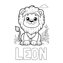 Online Created Coloring Page - LEON Coloring Page and Cute Baby Lion Coloring Page