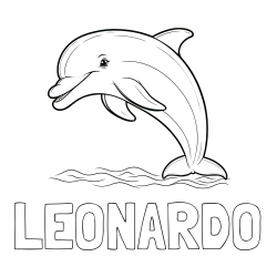 Online Created Coloring Page - LEONARDO Coloring Page and Children's Coloring Page of a Smiling Dolphin Jumping