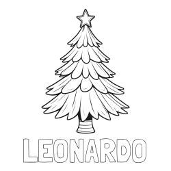 Online Created Coloring Page - LEONARDO Coloring Page and Christmas Tree with Star Coloring Page