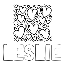 Online Created Coloring Page - LESLIE Coloring Page and Free Printable Coloring Page of Hearts