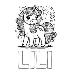 Online Created Coloring Page - LILI Coloring Page and Cute Unicorn Coloring Page