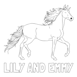 Online Created Coloring Page - LILY AND EMMY Coloring Page and Beautiful Unicorn Coloring Page