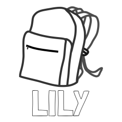 Online Created Coloring Page - LILY Coloring Page and School Backpack Coloring Page