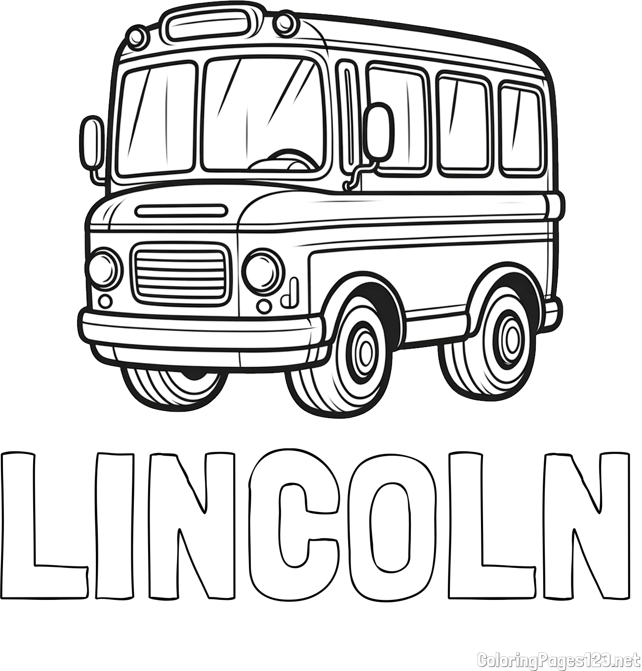 LINCOLN Coloring Page and Children's Coloring Page of a Bus