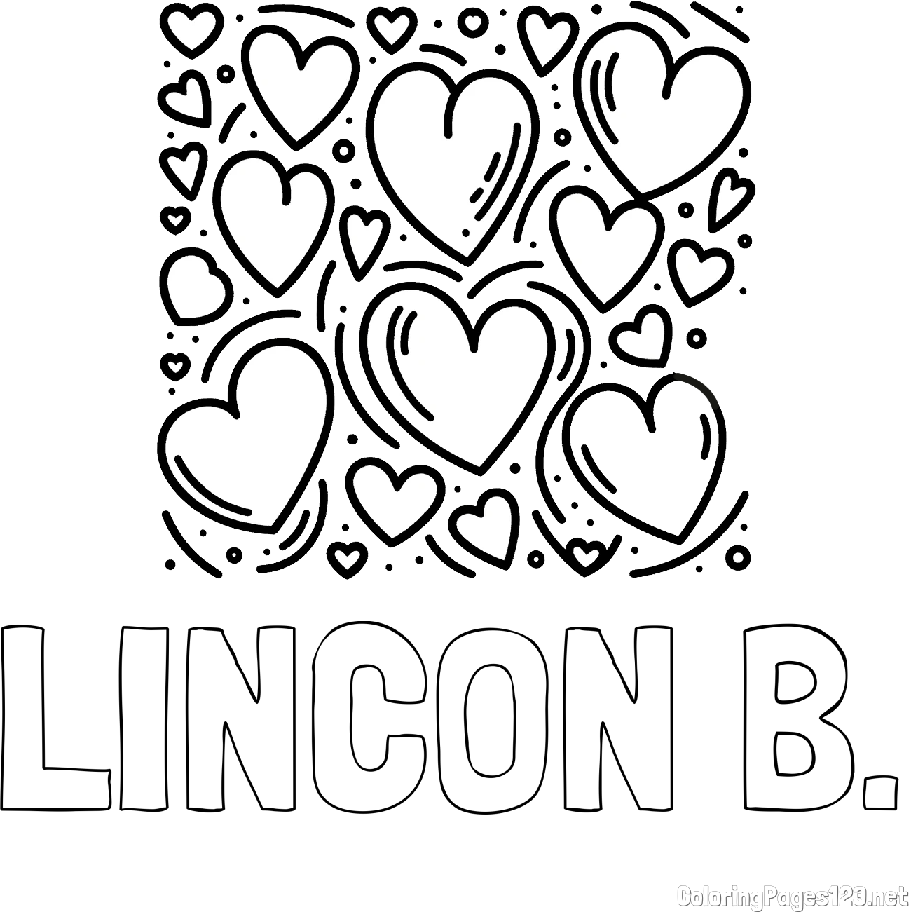 LINCON B. Coloring Page alongside Free Printable Coloring Page of Hearts