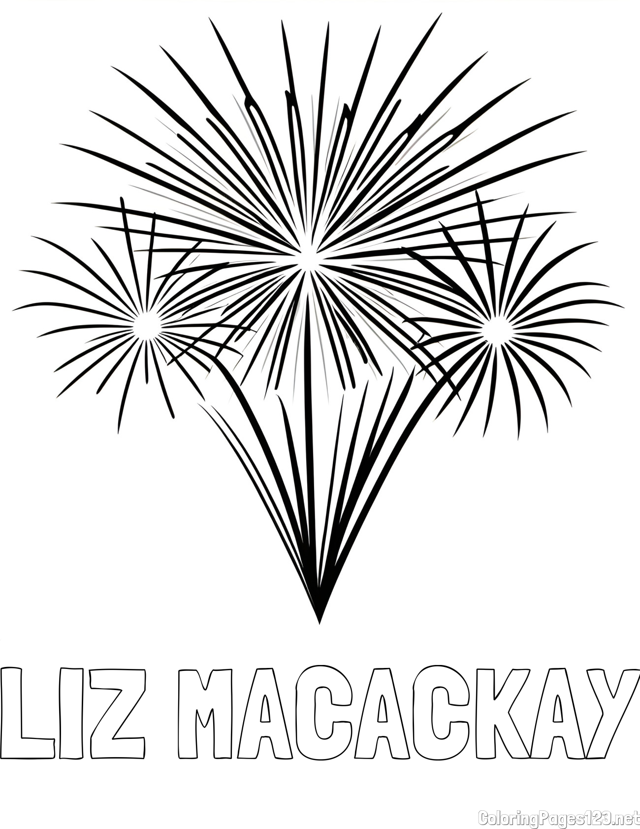 LIZ MACACKAY Coloring Page alongside Beautiful New Year’s Fireworks Coloring Page