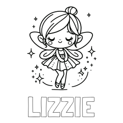 Online Created Coloring Page - LIZZIE Coloring Page and Children's Coloring Page of a Magical Fairy