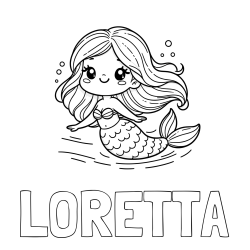 Online Created Coloring Page - LORETTA Coloring Page and Coloring Page of a Cute Mermaid