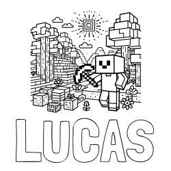 LUCAS Coloring Page alongside Minecraft World Coloring Page
