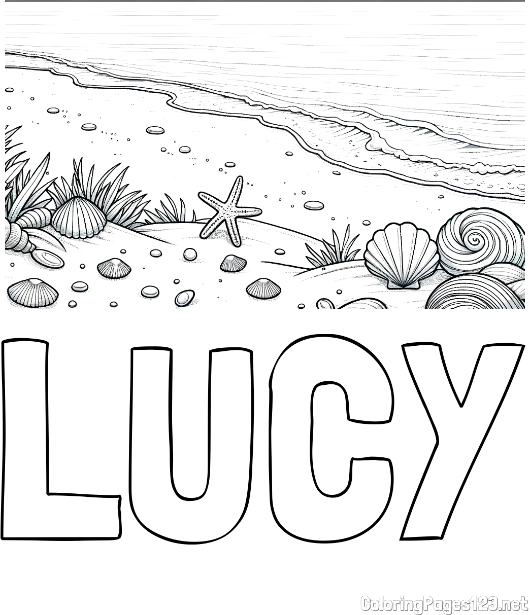 LUCY Coloring Page and Beautiful Seashore Coloring Page