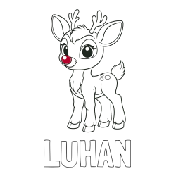 Online Created Coloring Page - LUHAN Coloring Page and Coloring Page of a Cute Deer (Rudolph)