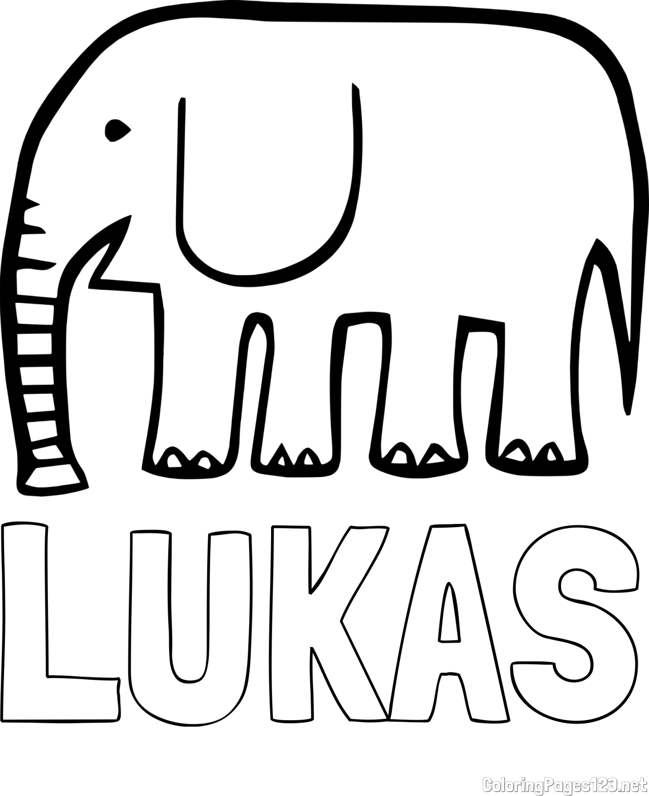 LUKAS Coloring Page alongside Simple Elephant Coloring Page for Kids