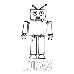 Online Created Coloring Page - LUKAS Coloring Page and Simple Robot Coloring Page