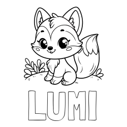 Online Created Coloring Page - LUMI Coloring Page and Cute Fox Coloring Page