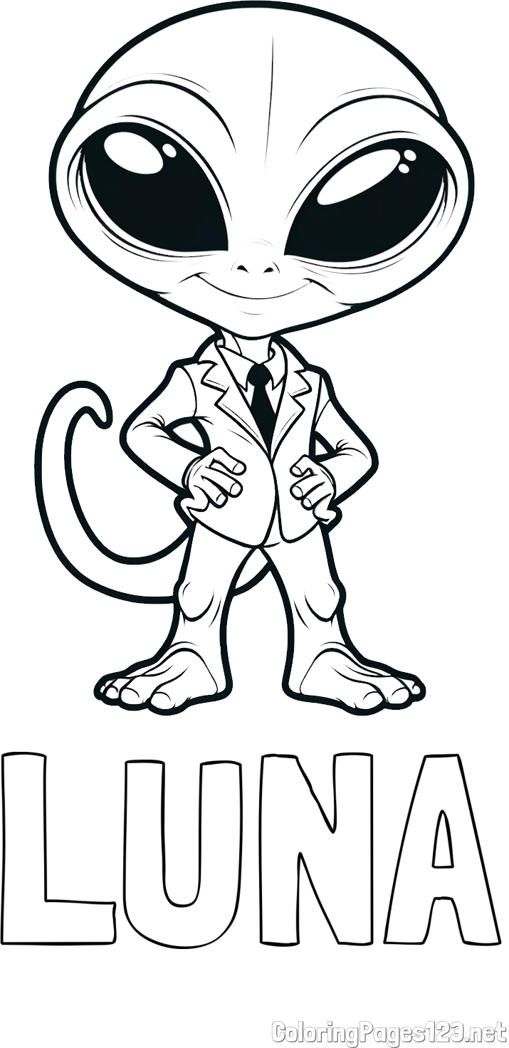LUNA Coloring Page and Alien Coloring Page