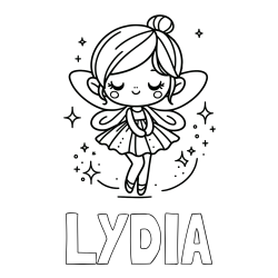 Online Created Coloring Page - LYDIA Coloring Page and Children's Coloring Page of a Magical Fairy