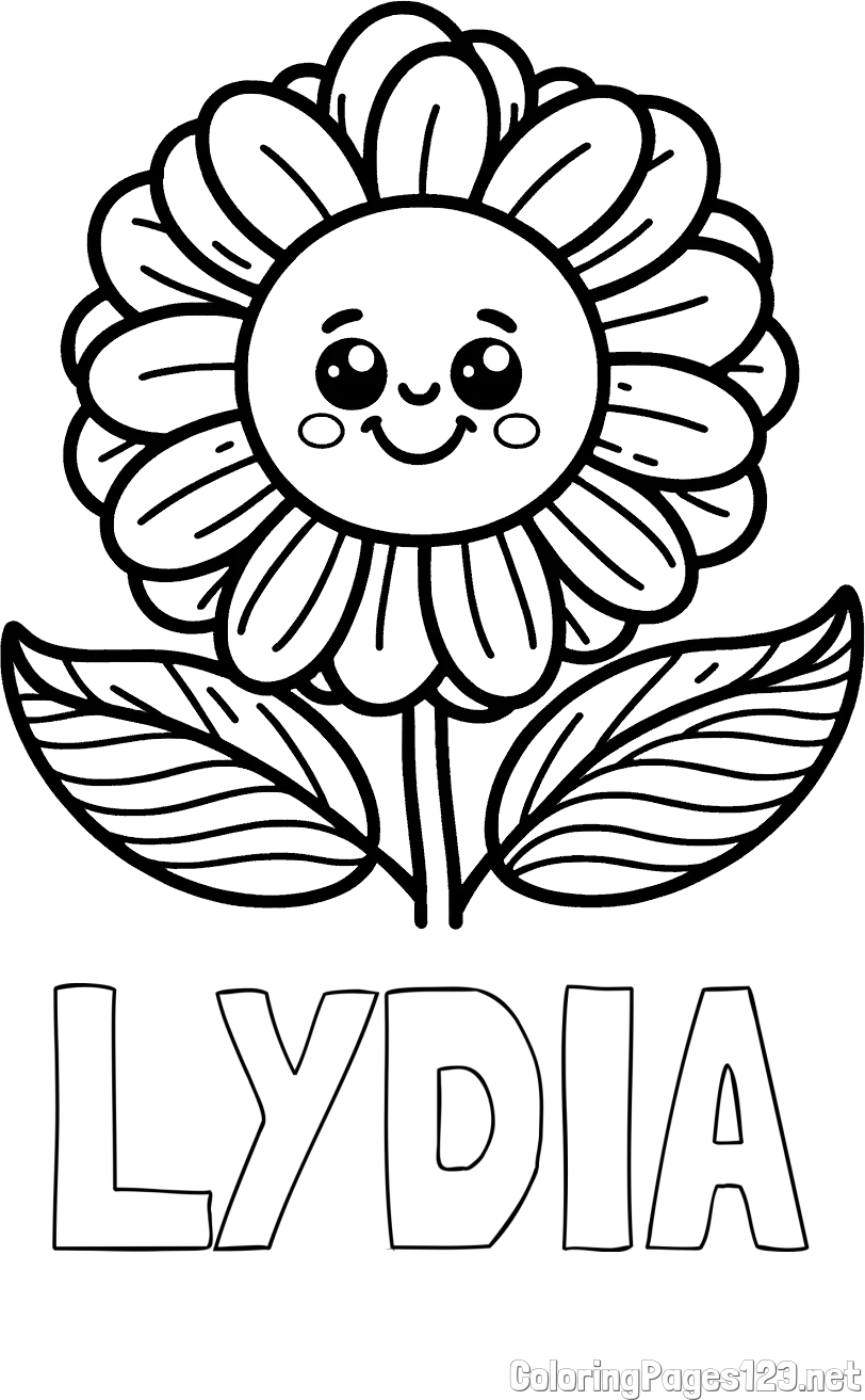 LYDIA Coloring Page and Smiling Flower Coloring Page