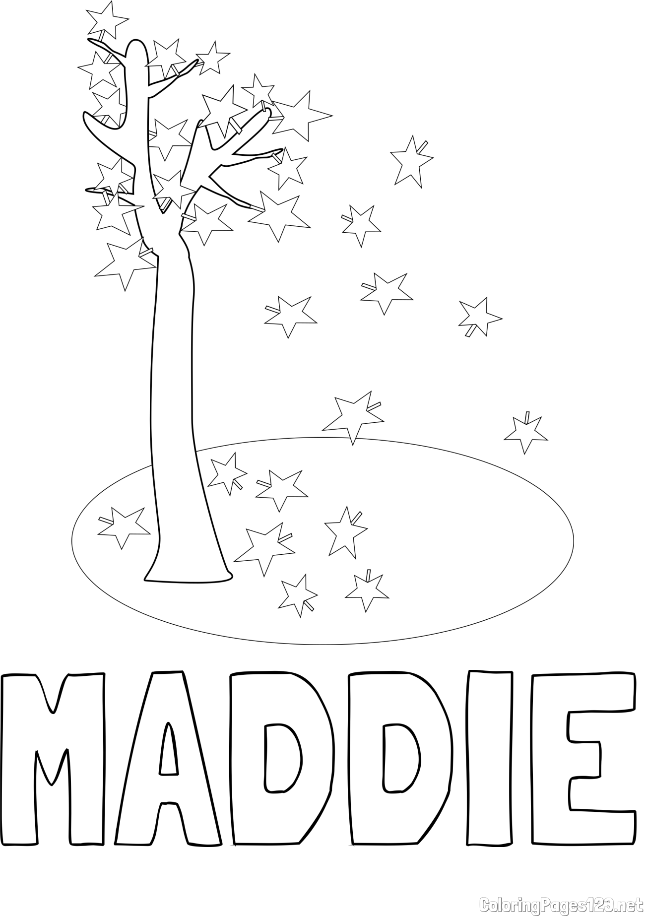 MADDIE Coloring Page and Autumn Tree Coloring Page for Kids