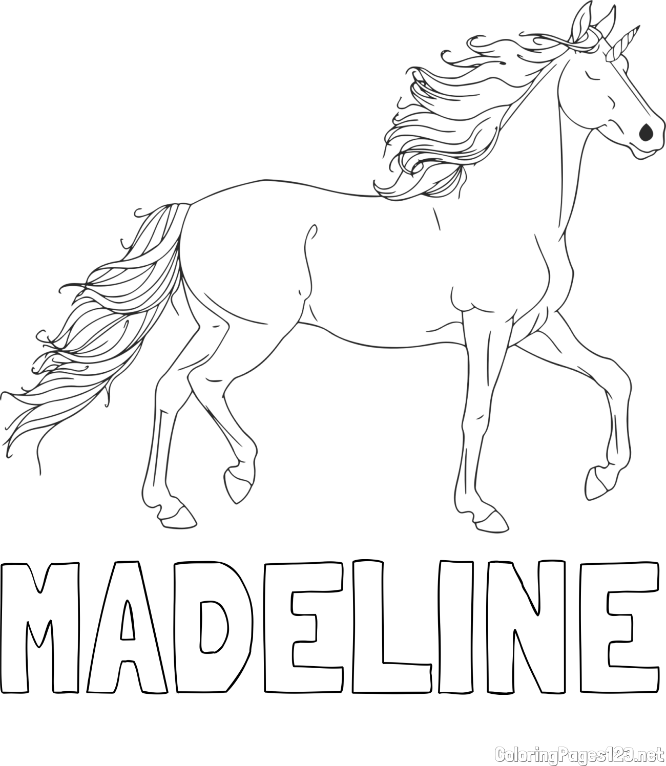 MADELINE Coloring Page alongside Beautiful Unicorn Coloring Page