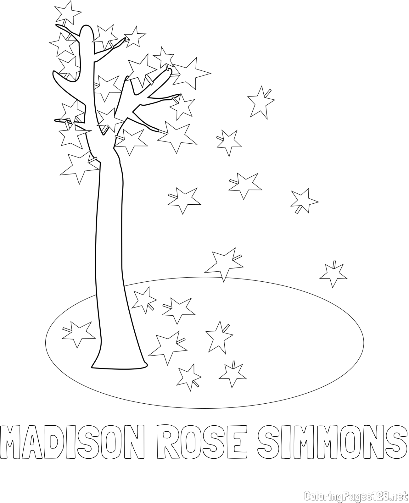 MADISON ROSE SIMMONS Coloring Page and Autumn Tree Coloring Page for Kids