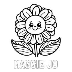 MAGGIE JO Coloring Page alongside Smiling Flower Coloring Page