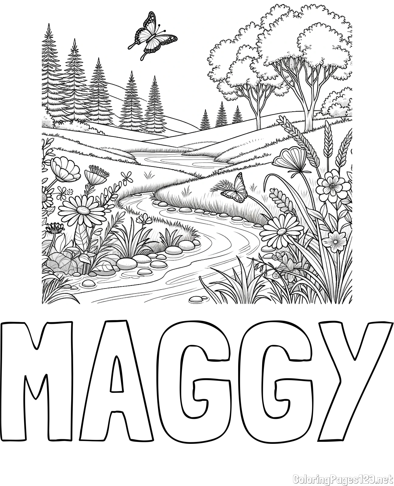 MAGGY Coloring Page and Summer Nature Coloring Page