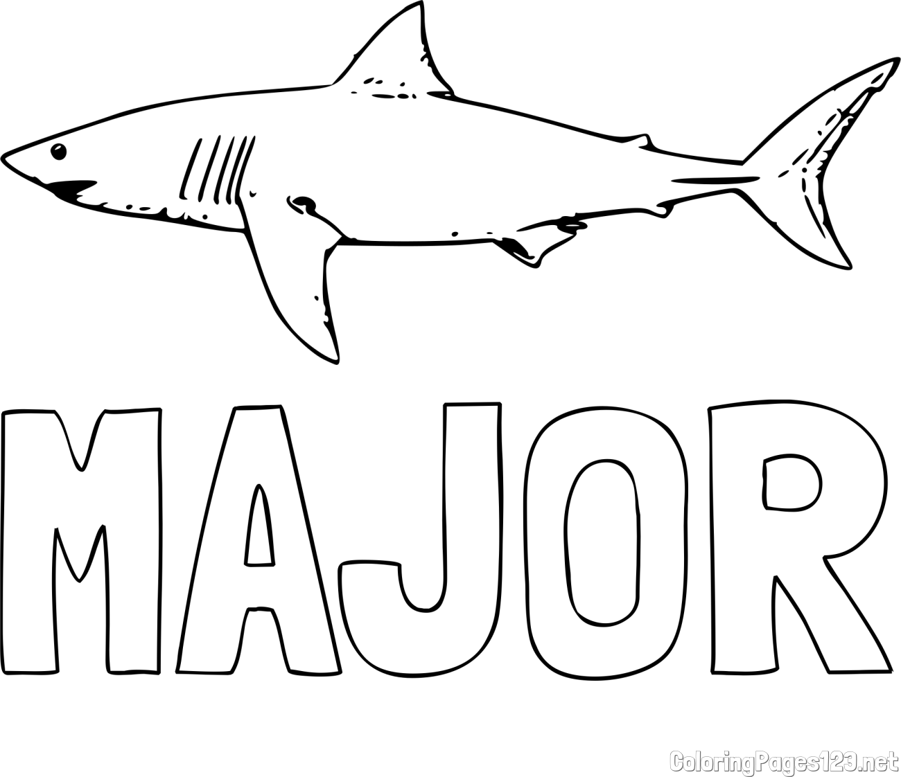 MAJOR Coloring Page and Realistic Shark Coloring Page