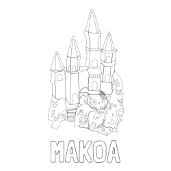 Online Created Coloring Page - MAKOA Coloring Page and Abstract Castle Coloring Page - Simple Yet Detailed