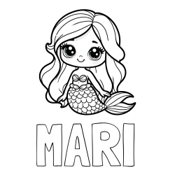 Online Created Coloring Page - MARI Coloring Page and Coloring Page of a Very Cute Little Mermaid