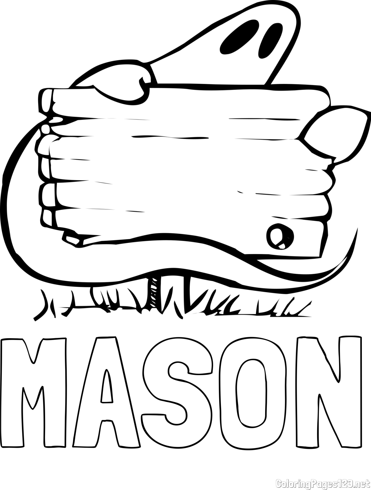 MASON Coloring Page and Ghost and Sign Coloring Page for Kids