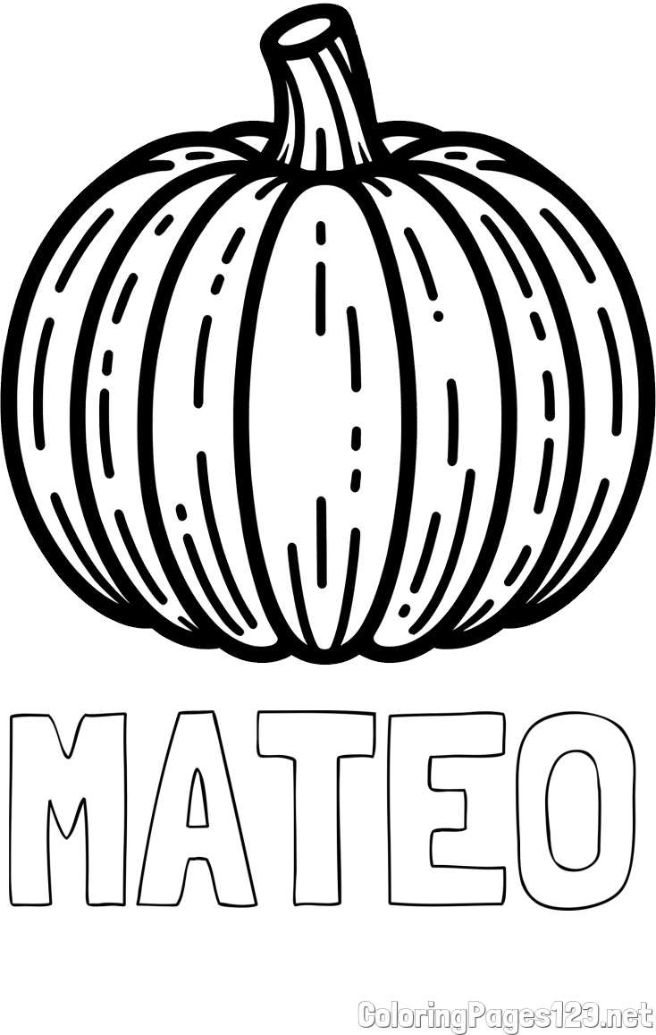 MATEO Coloring Page and Easy Pumpkin Coloring