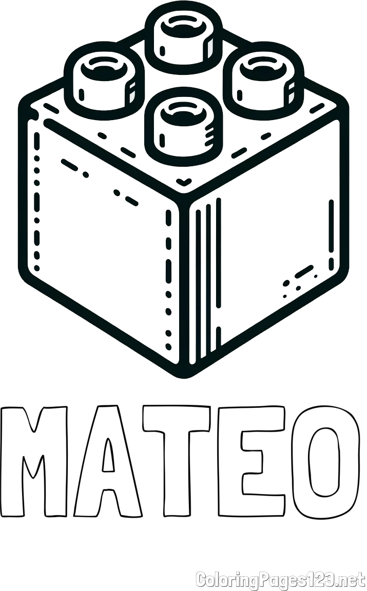 MATEO Coloring Page and LEGO Brick Coloring Page