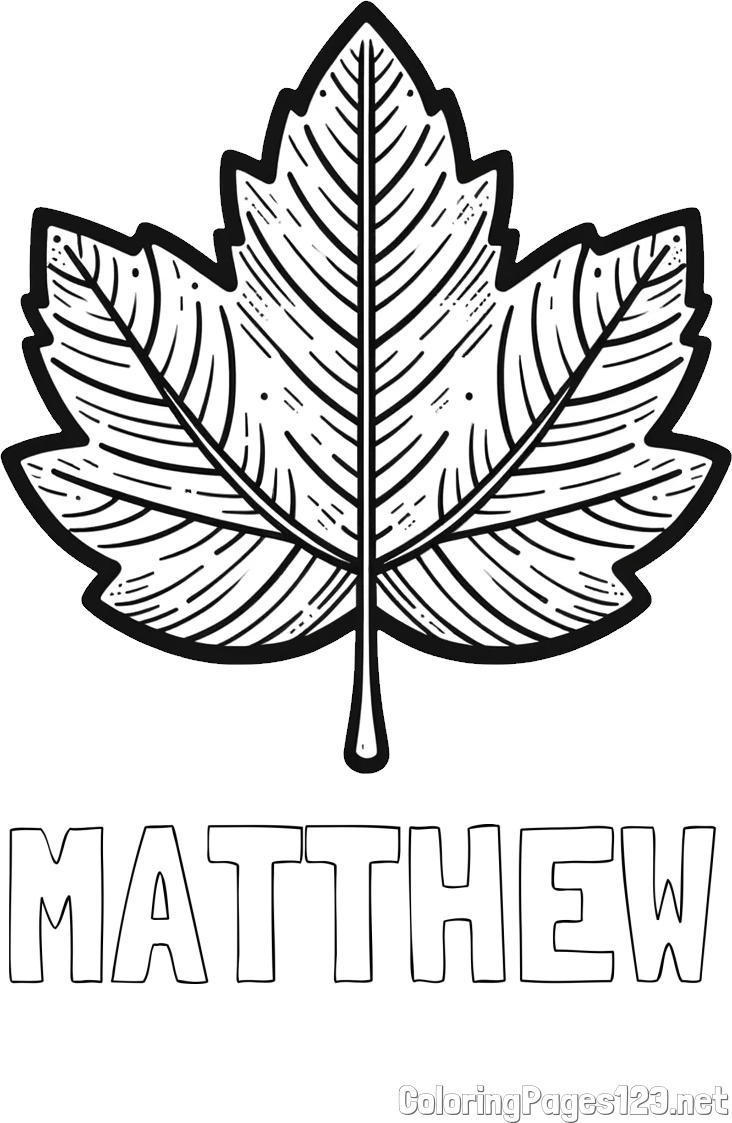 MATTHEW Coloring Page and Autumn Leaf Coloring Page