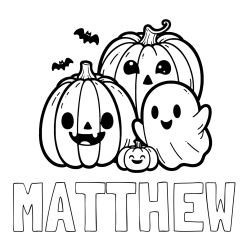 Online Created Coloring Page - MATTHEW Coloring Page and Halloween Pumpkin and Ghost Coloring Page