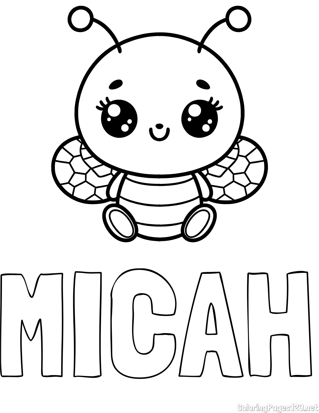 MICAH Coloring Page and Children's Coloring Page of a Cute Bee
