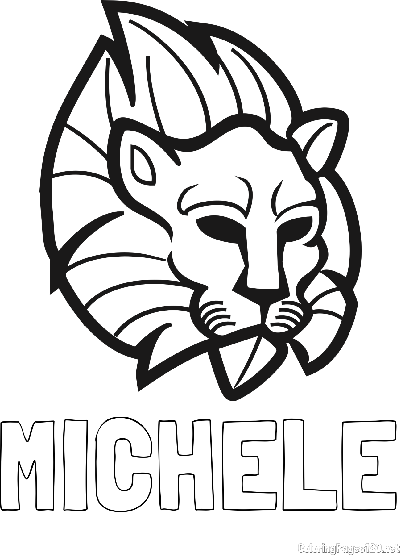 MICHELE Coloring Page and Abstract Lion Face Coloring Page